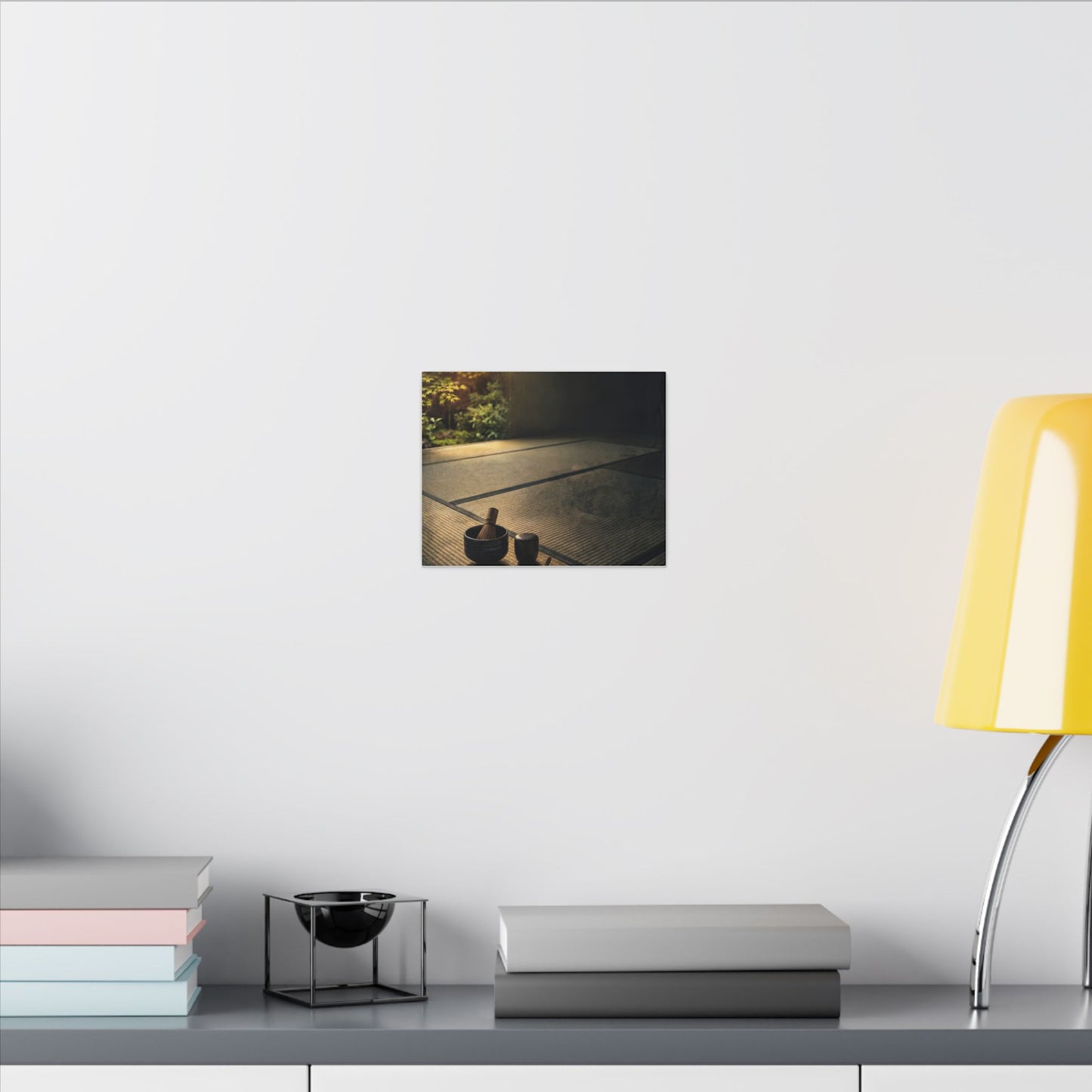 Dark Japandi Tea Ceremony in Golden Hour | Dark Texture Canvas Art