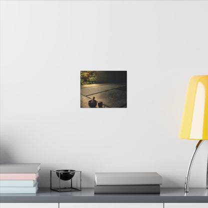 Dark Japandi Tea Ceremony in Golden Hour | Dark Texture Canvas Art
