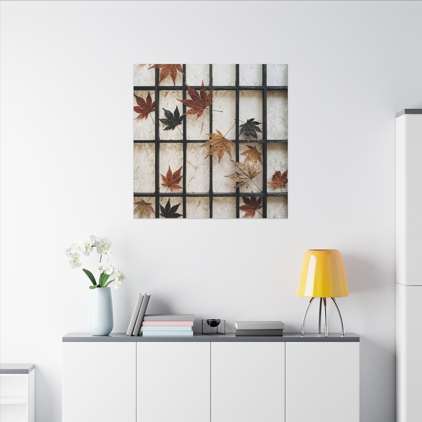 Japandi Shoji Screen in Overcast | Texture Canvas Art