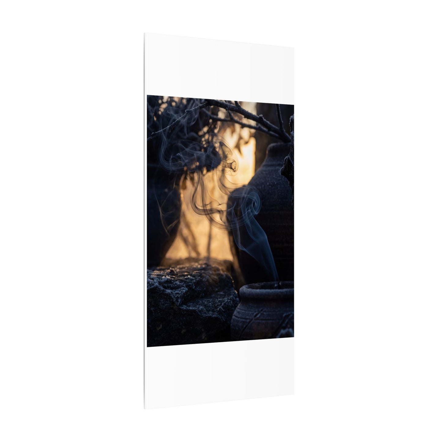 Incense Smoke Canvas Art | Winter Dark Japandi Shadow Zen Art