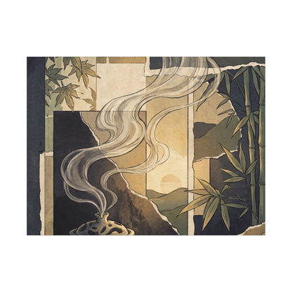 Tranquil Incense Smoke Canvas Art - Ukiyo E Inspired Zen