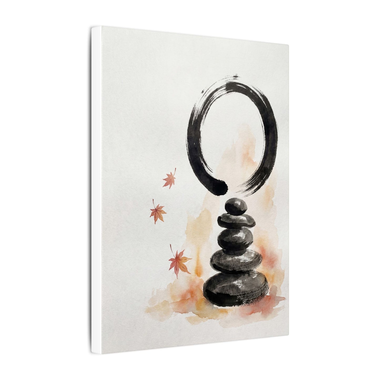 River Stones Canvas Art | Autumn Zen Enso Art