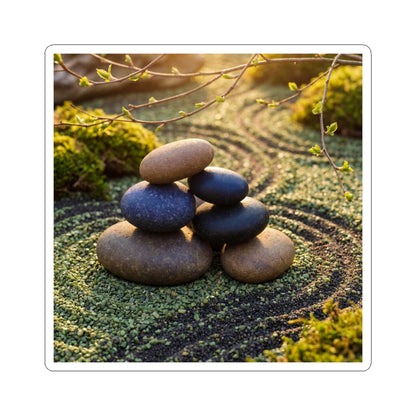 Golden Hour River Stones Sticker - Zen Fukinsei Art Print