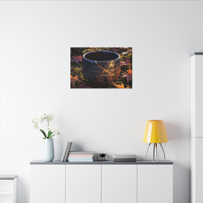 Kanso Moonlit Garden Canvas Art - Kintsugi Gold Repair