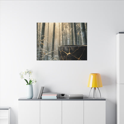 Fukinsei Bamboo Grove Canvas Art - Kintsugi Gold Repair