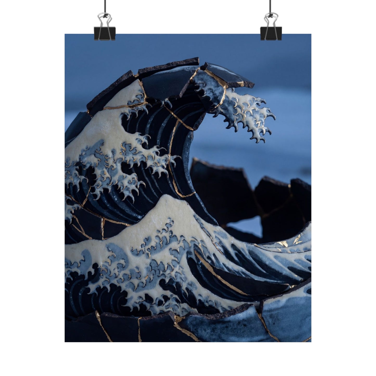 Winter Ocean Wave Gold Repair Wall Art Print | Resilient Decor Art Print