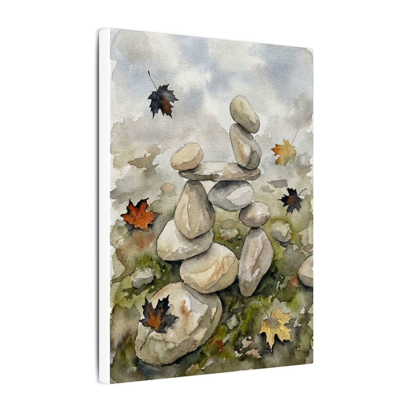 Overcast River Stones Canvas Art - Japandi Fukinsei