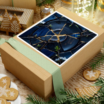 Kintsugi Broken Pottery in Moonlight | Gold Vein Sticker Art Print