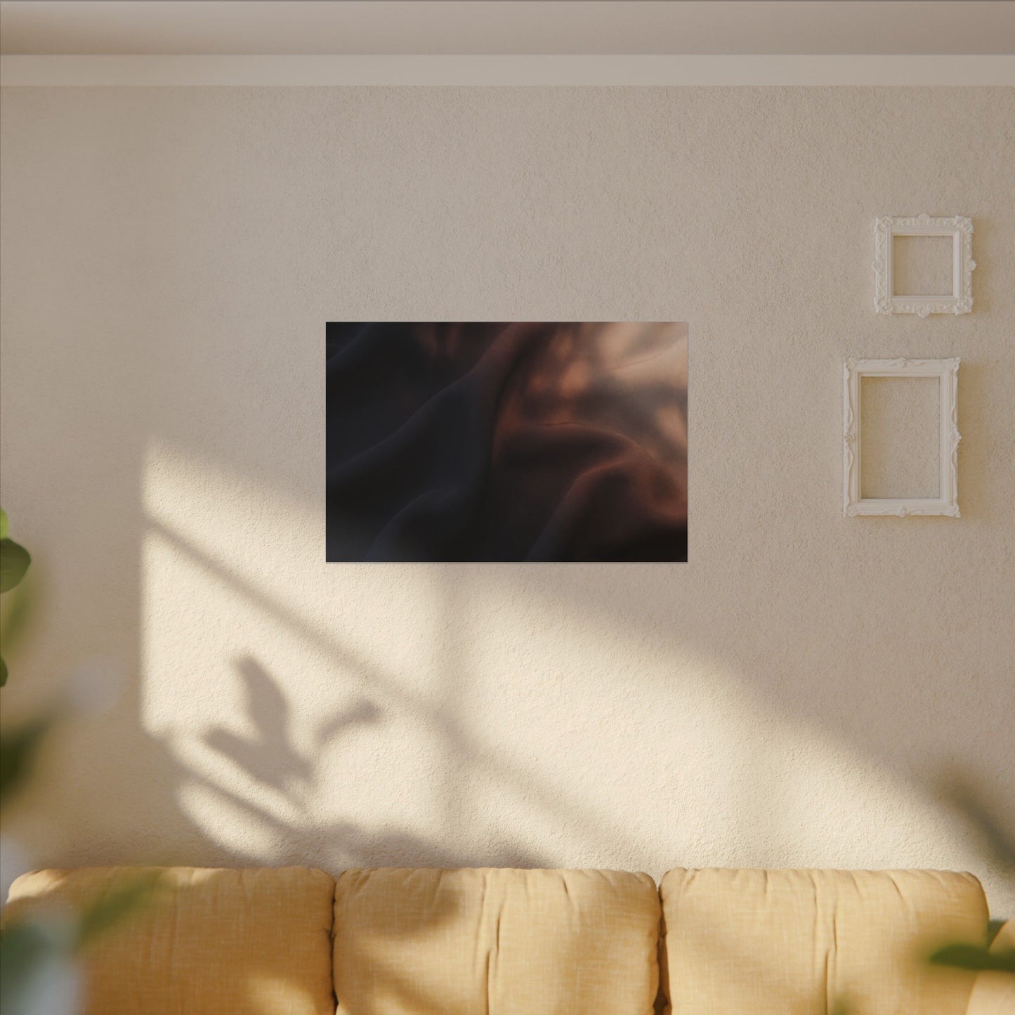 Dark Japandi Silk Drape in Dawn | Shadow Zen Canvas Art