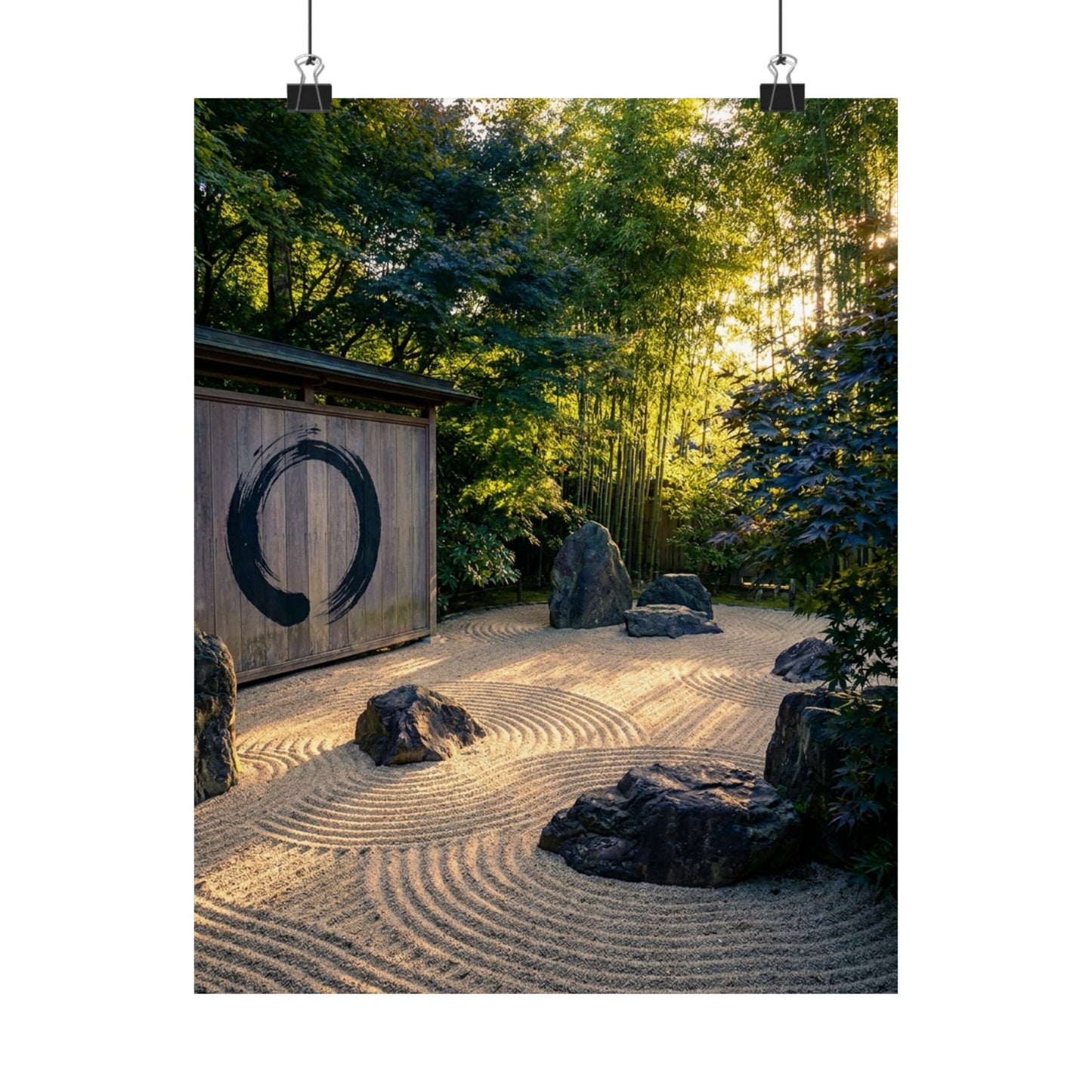 Golden Hour Rock Garden Wall Art Print - Zen Mono No Aware