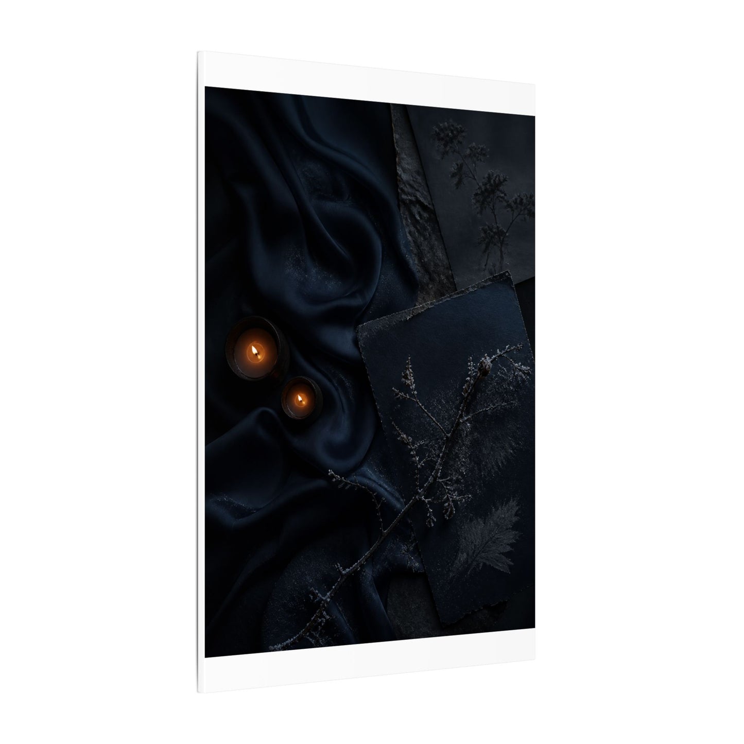 Candlelight Silk Drape Canvas Art - Dark Japandi Kanso