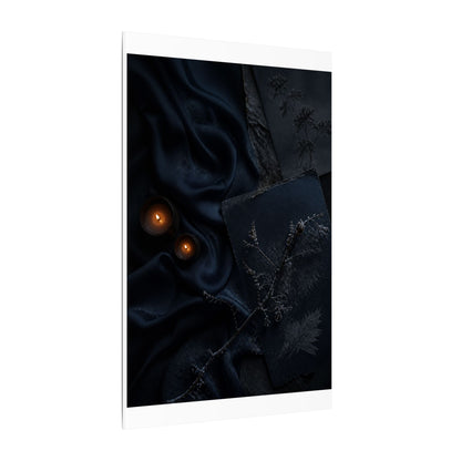 Candlelight Silk Drape Canvas Art - Dark Japandi Kanso