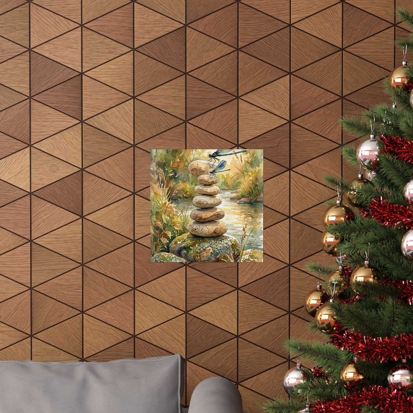 River Stones Summer Wall Art Print | Japandi Cozy Design