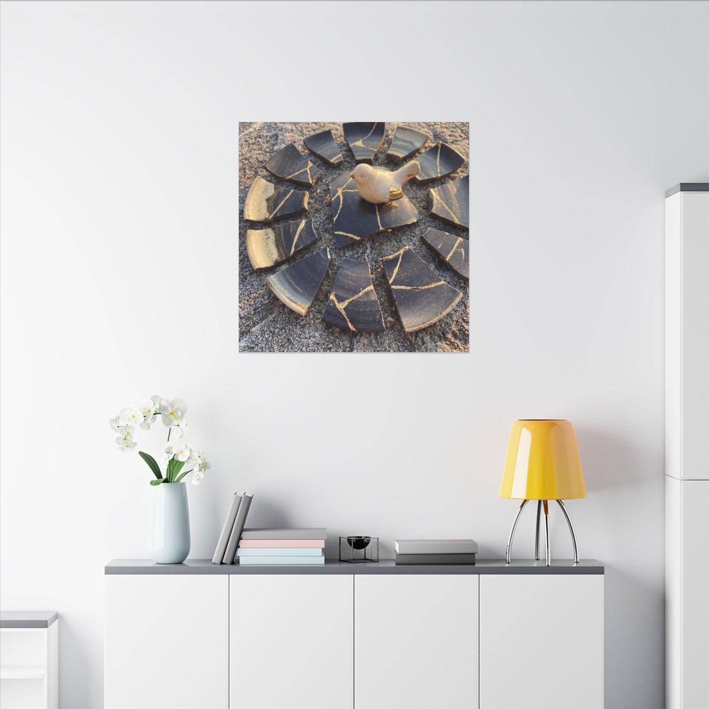 Golden Hour Broken Pottery Canvas Art - Kintsugi Datsuzoku