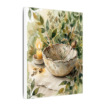 Ceramic Bowl Summer Canvas Art | Japandi Elegant Design