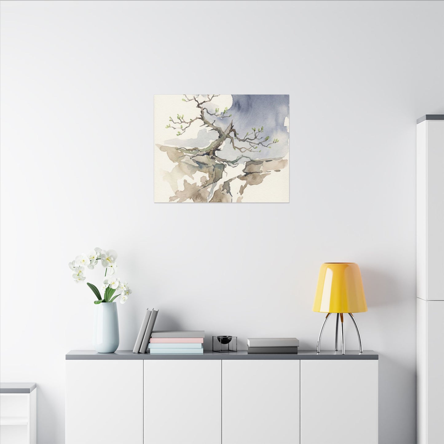 Moonlight Pine Tree Canvas Art - Japandi Ma
