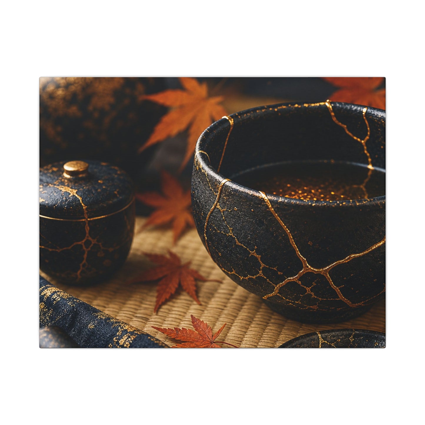 Seijaku Tea Ceremony Canvas Art - Kintsugi Gold Repair