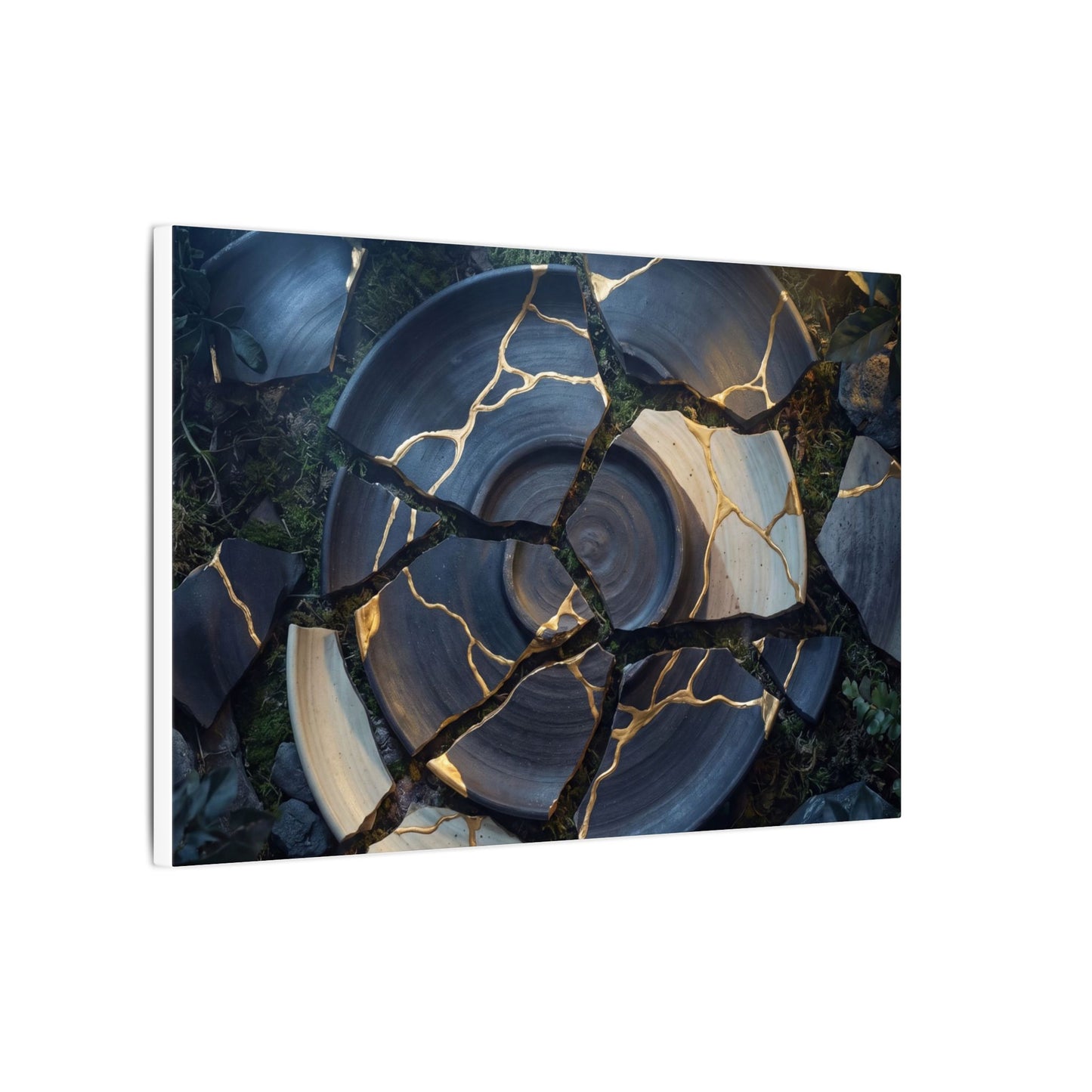 Resilient Broken Pottery Canvas Art - Gold Vein Kintsugi