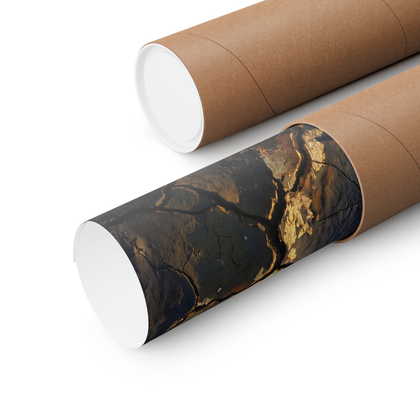 Golden Hour Cracked Earth Wall Art Print - Dark Japandi Seijaku