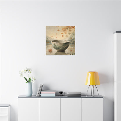 Autumn Ceramic Bowl Watercolor Canvas Art | Cozy Decor
