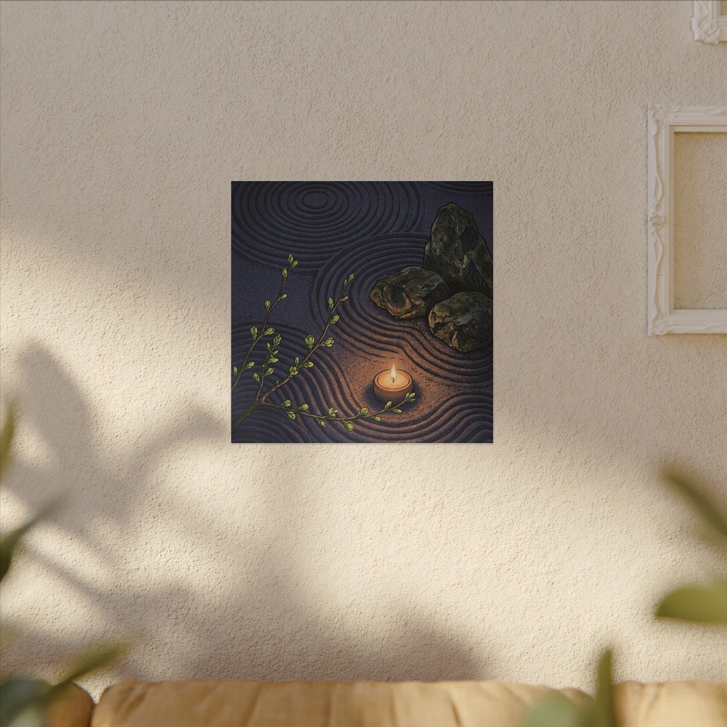 Mono No Aware Rock Garden Canvas Art - Zen Ukiyo E Inspired