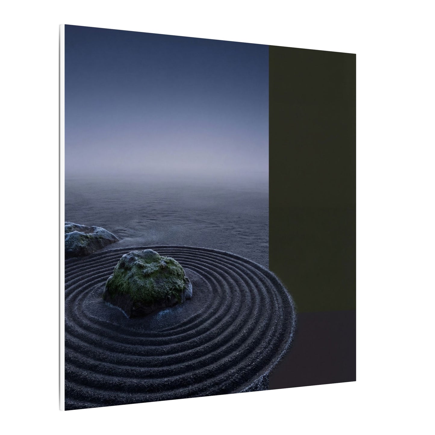 Ma Rock Garden Canvas Art - Dark Japandi Moody Minimal