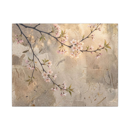 Summer Cherry Blossom Texture Canvas Art | Neutral Decor