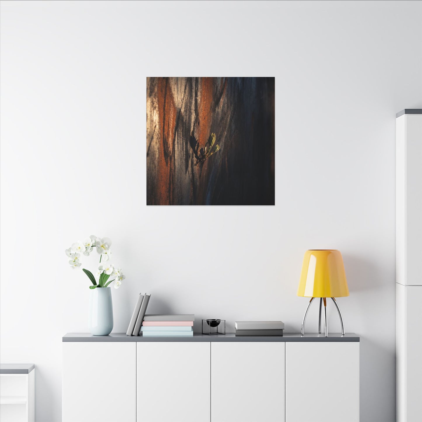 Rust Patina Charcoal Ink Canvas Art | Moody Dark Japandi Art