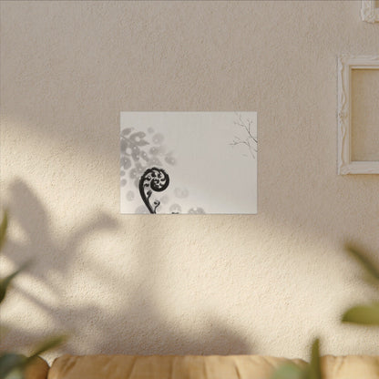 Winter Fern Unfurling Ukiyo E Inspired Canvas Art | Peaceful Decor
