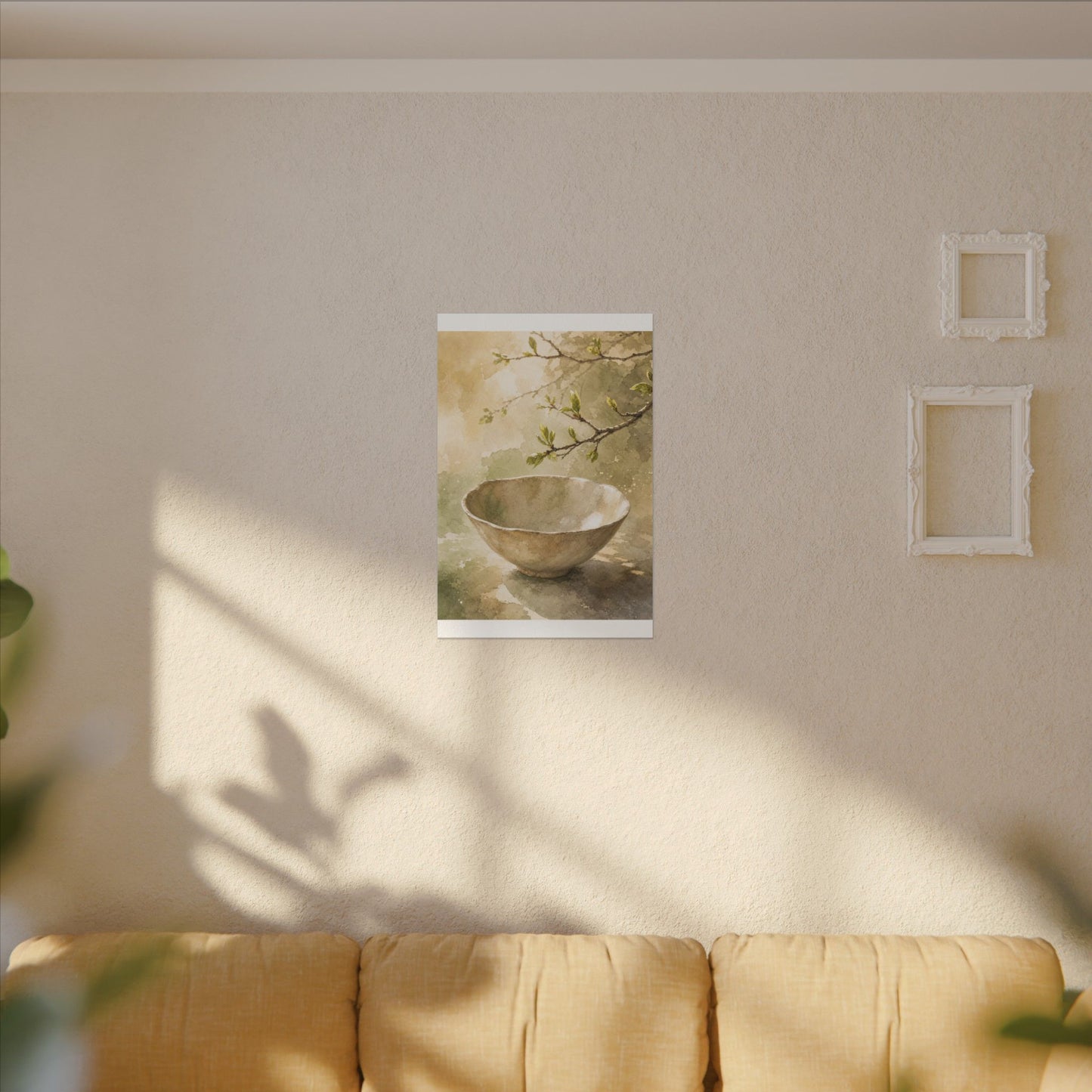 Warm Ceramic Bowl Canvas Art - Watercolor Japandi