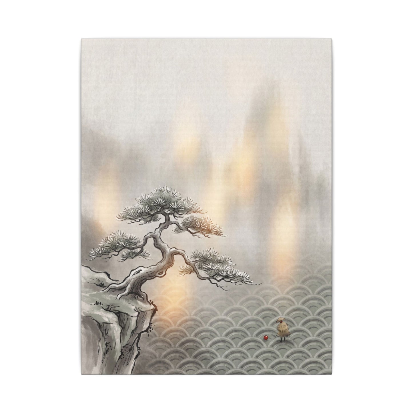 Pine Tree Canvas Art | Winter Japandi Japanese Pattern Art