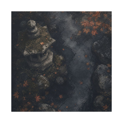 Stone Lantern Canvas Art | Autumn Japandi Texture Art