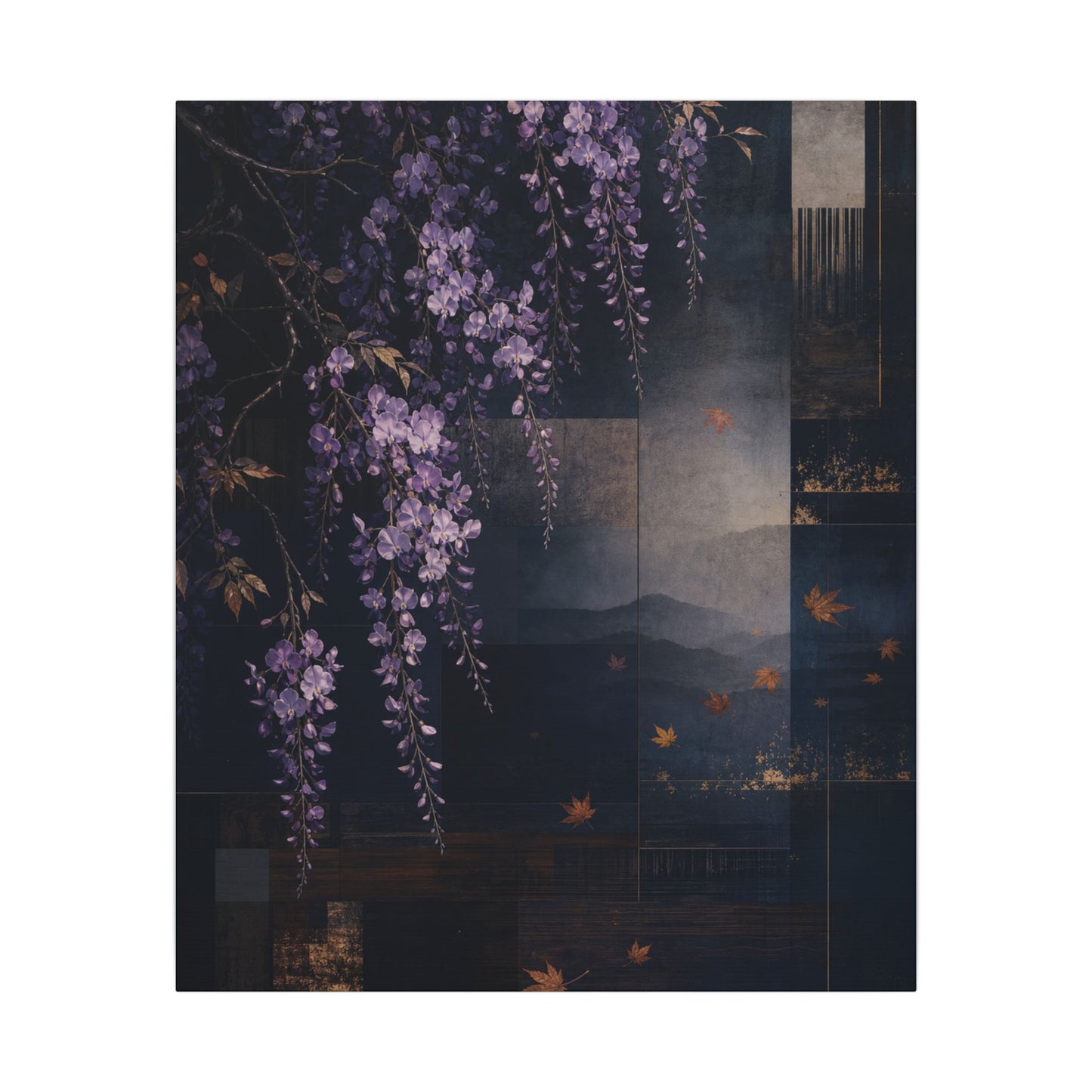 Dawn Wisteria Canvas Art - Dark Japandi Fukinsei