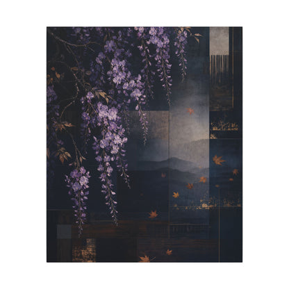 Dawn Wisteria Canvas Art - Dark Japandi Fukinsei