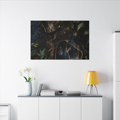 Dark Japandi Broken Pottery in Dappled | Shadow Zen Canvas Art