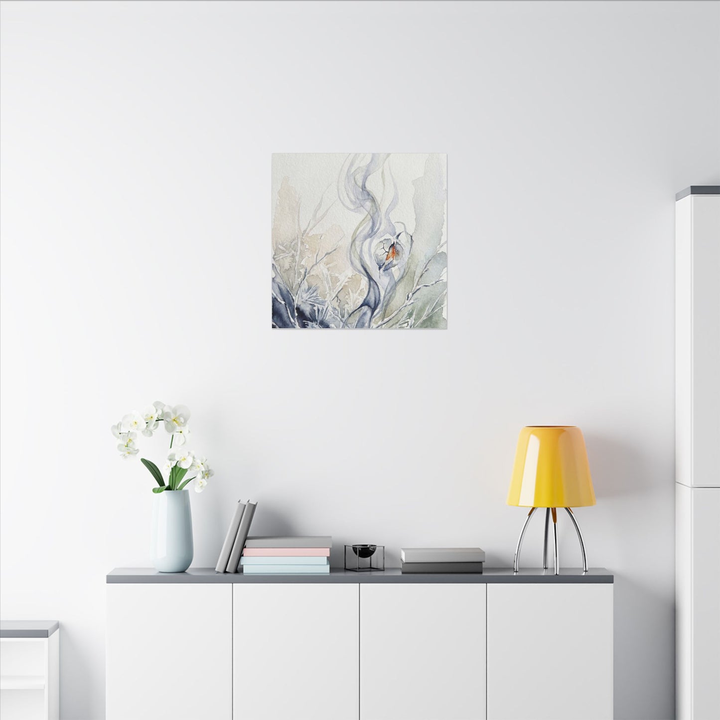 Earthy Incense Smoke Canvas Art - Watercolor Japandi
