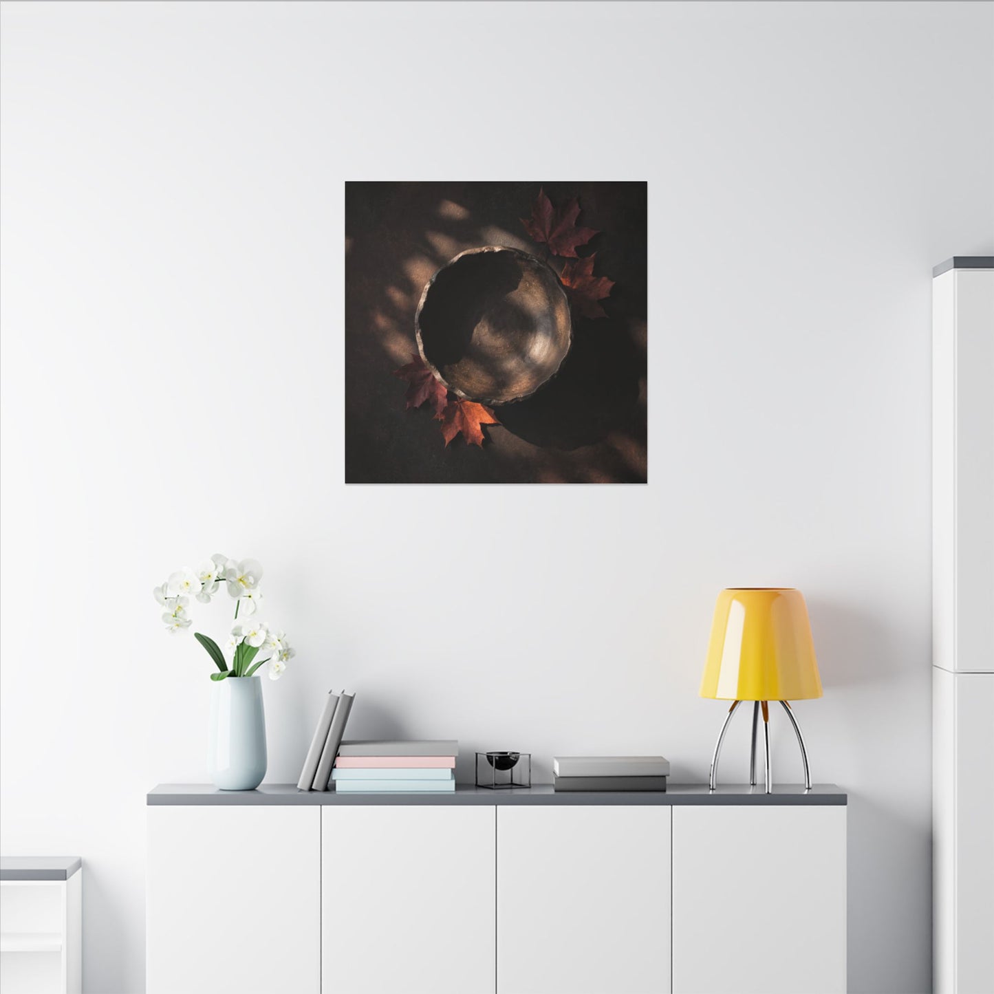 Ceramic Bowl Canvas Art | Autumn Dark Japandi Dark Texture Art