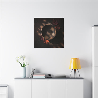 Ceramic Bowl Canvas Art | Autumn Dark Japandi Dark Texture Art