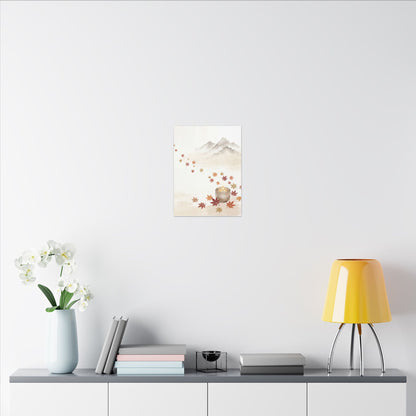 Earthy Mountain Mist Canvas Art - Japanese Pattern Japandi