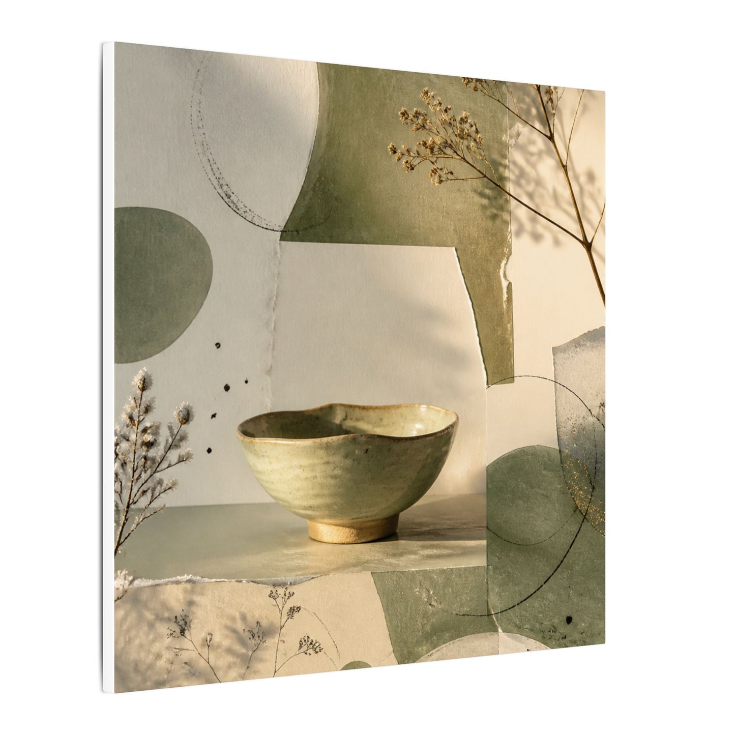 Warm Ceramic Bowl Canvas Art - Minimal Line Japandi