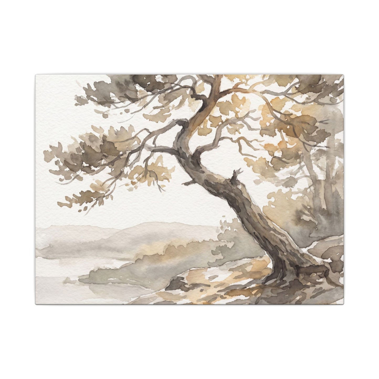 Pine Tree Watercolor Canvas Art | Elegant Japandi Art Art Print