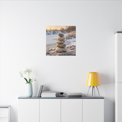 Ma River Stones Canvas Art - Japandi Japanese Pattern