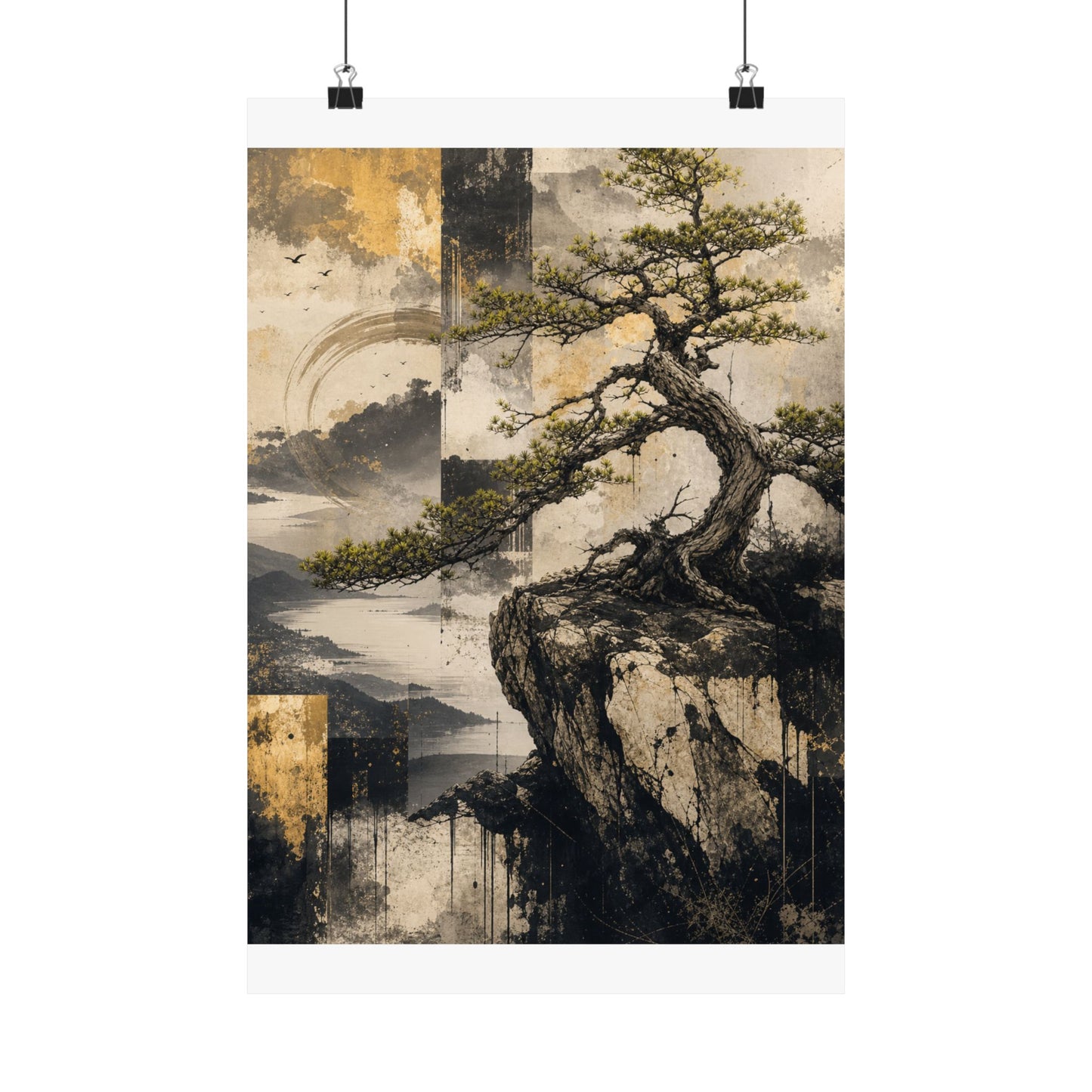 Pine Tree Japanese Pattern Wall Art Print | Cozy Japandi Art