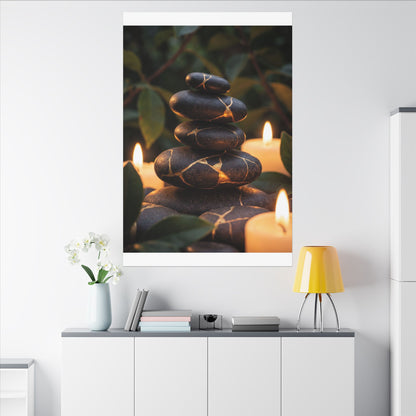 Summer River Stones Gold Vein Canvas Art | Philosophical Decor