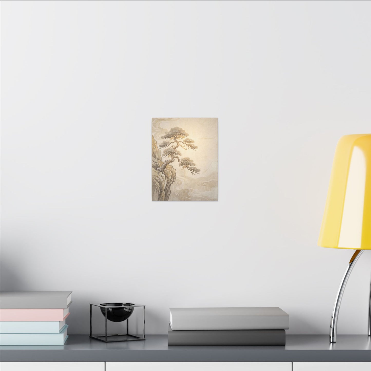 Winter Pine Tree Japanese Pattern Canvas Art | Elegant Decor