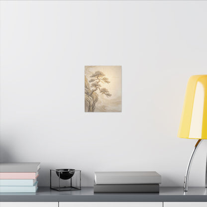 Winter Pine Tree Japanese Pattern Canvas Art | Elegant Decor