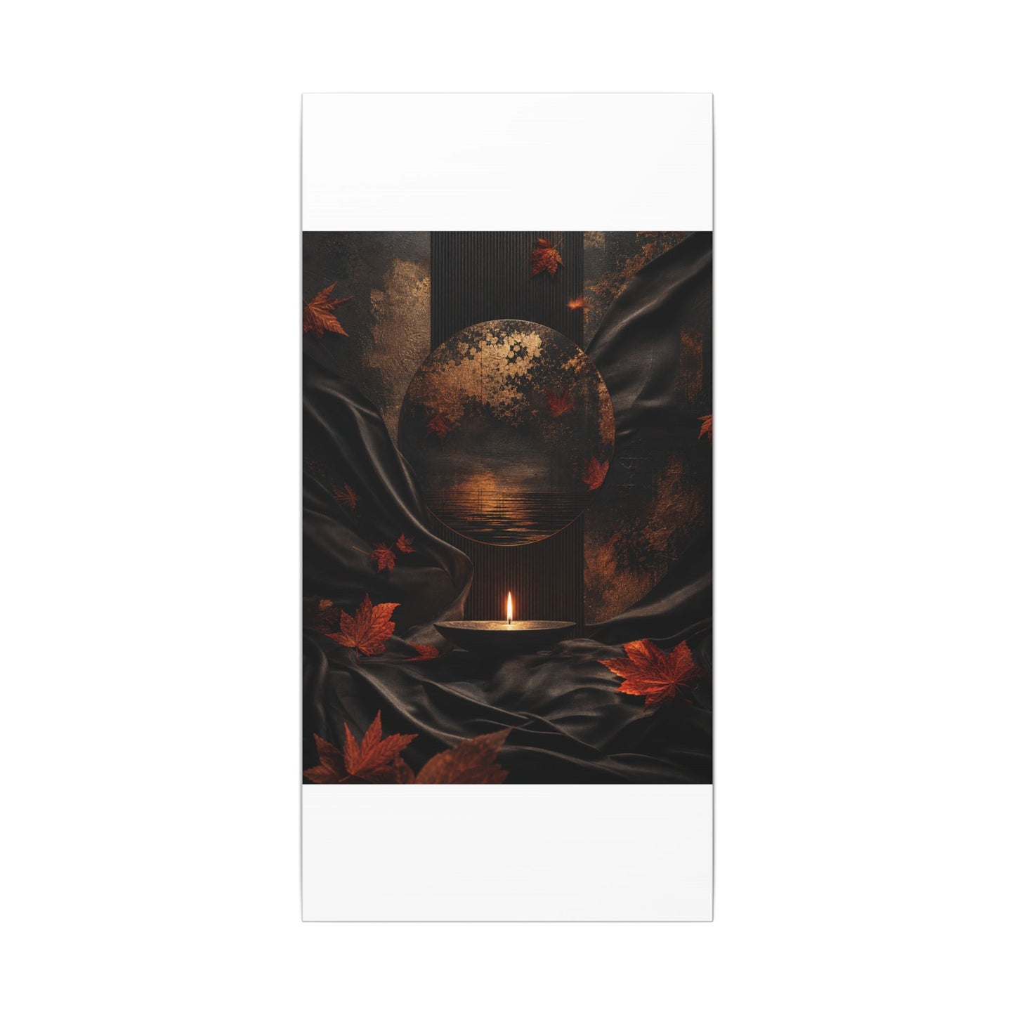 Silk Drape Autumn Canvas Art | Dark Japandi Moody Design