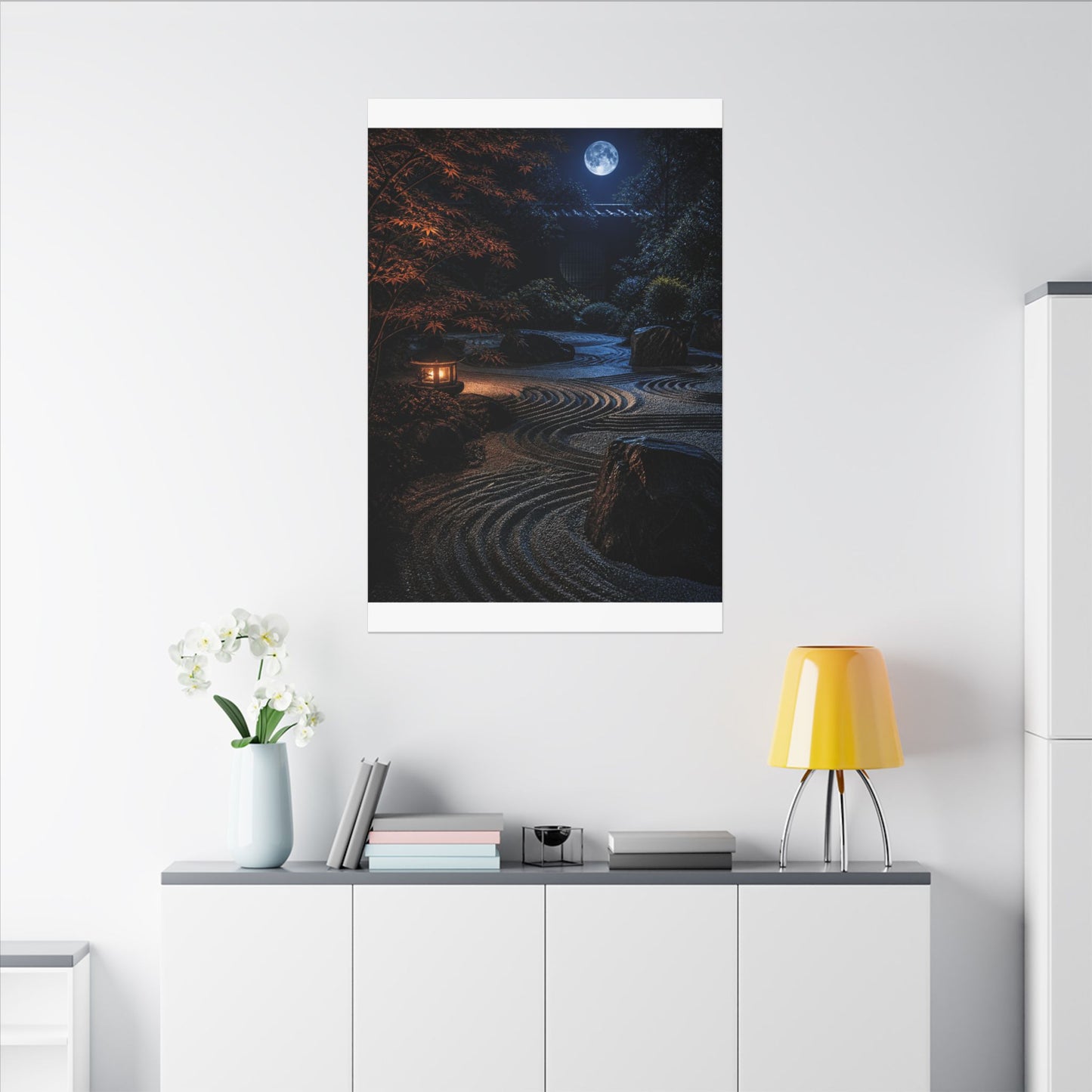 Summer Rock Garden Shadow Zen Canvas Art | Moody Decor