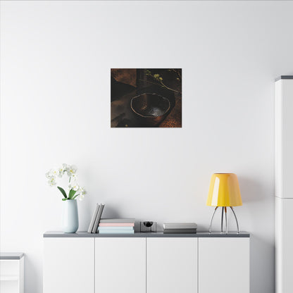Atmospheric Ceramic Bowl Canvas Art - Shadow Zen Dark Japandi
