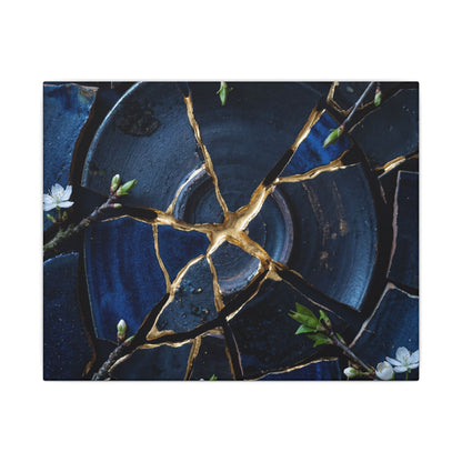 Moonlight Broken Pottery Canvas Art - Kintsugi Fukinsei